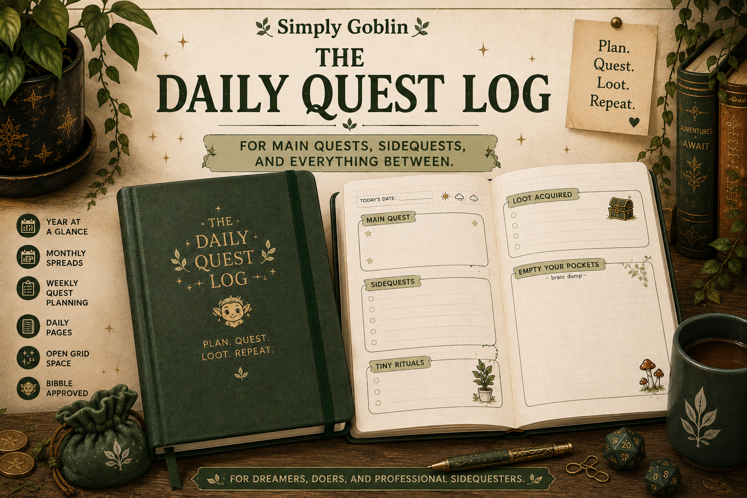 The Daily Quest Log planner by Simply Goblin